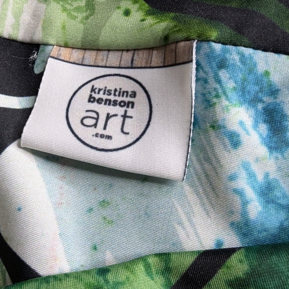 Kristina Benson Medium Green and Black Abstract Women's Leggings - Picture 7 of 13